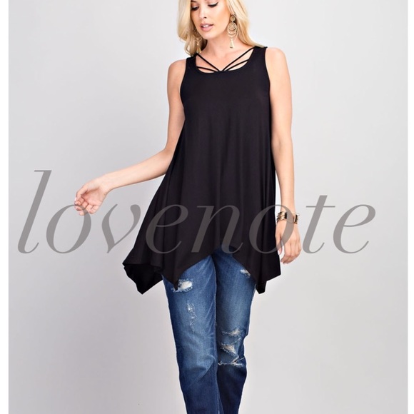 PREMIUM BAMBOO SLEEVELESS TRAPEZE TUNIC TANK TOP - Picture 2 of 3